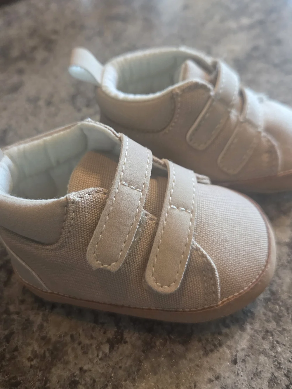 Carter's Beige Canvas Baby Velcro Shoes